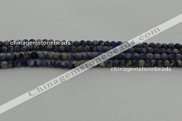 CSO800 15.5 inches 4mm round matte orange sodalite gemstone beads