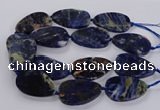 CSO821 15.5 inches 30*50mm - 32*52mm flat teardrop orange sodalite beads