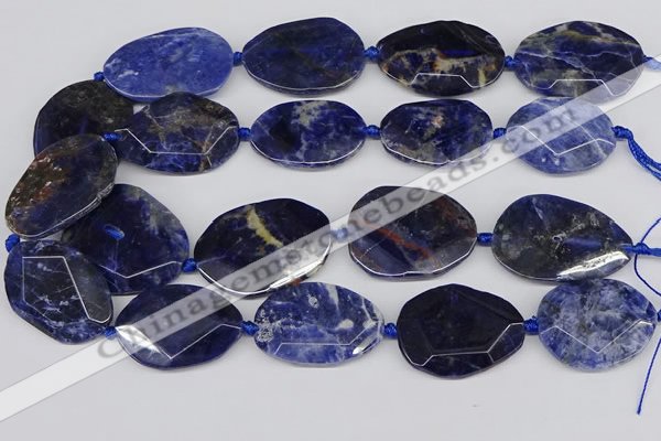 CSO824 15.5 inches 25*35mm - 30*40mm faceted freeform sodalite slab beads