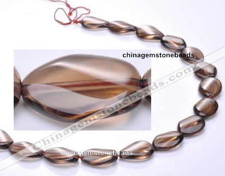 CSQ02 10*14mm twisted oval natural smoky quartz beads Wholesale