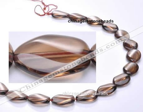 CSQ03 13*18mm twisted oval natural smoky quartz beads Wholesale