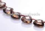 CSQ04 10mm faceted flat teardrop natural smoky quartz beads