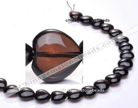 CSQ05 14*14mm heart A grade natural smoky quartz beads Wholesale