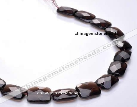 CSQ07 15*20mm faceted rectangle natural smoky quartz beads