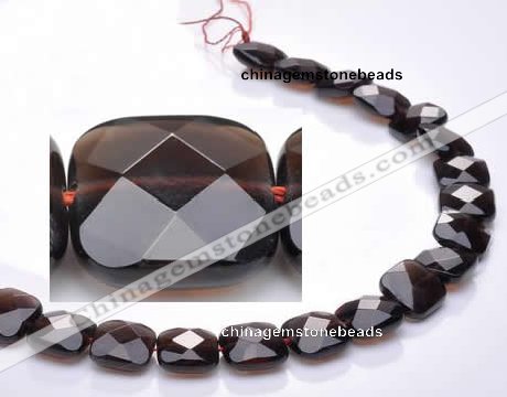 CSQ08 8*8mm faceted square natural smoky quartz beads Wholesale