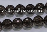 CSQ104 15.5 inches 12mm faceted round grade AA natural smoky quartz beads