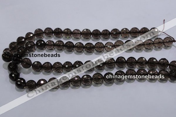 CSQ104 15.5 inches 12mm faceted round grade AA natural smoky quartz beads