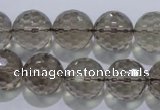 CSQ106 15.5 inches 16mm faceted round grade AA natural smoky quartz beads