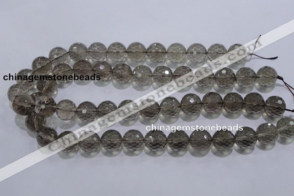 CSQ106 15.5 inches 16mm faceted round grade AA natural smoky quartz beads