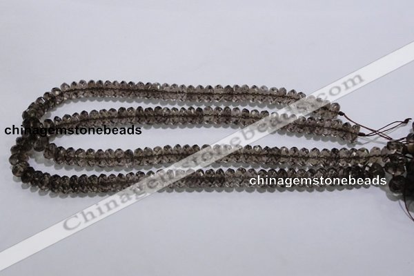 CSQ110 5*10mm faceted rondelle grade AA natural smoky quartz beads