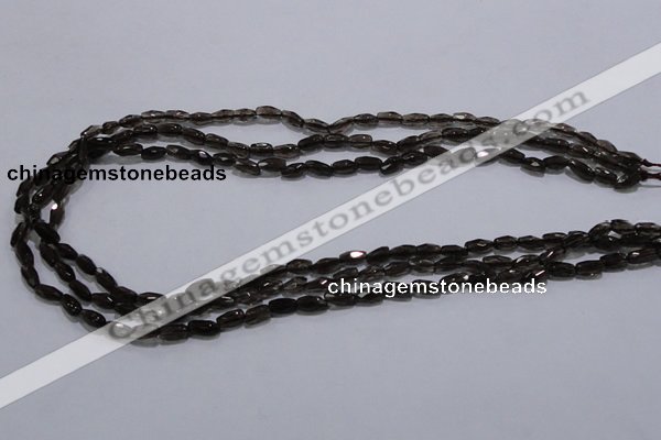 CSQ112 4*7mm faceted rice grade AA natural smoky quartz beads