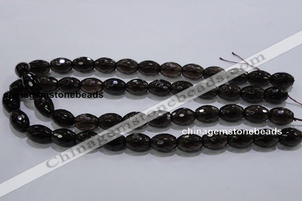 CSQ113 12*16mm faceted rice grade AA natural smoky quartz beads