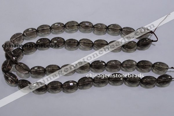 CSQ114 12*18mm faceted rice grade AA natural smoky quartz beads