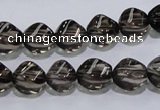 CSQ116 9*12mm twisted rice grade AA natural smoky quartz beads