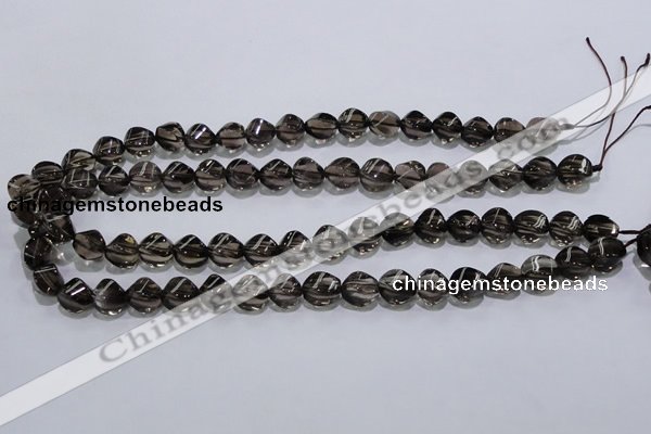 CSQ116 9*12mm twisted rice grade AA natural smoky quartz beads