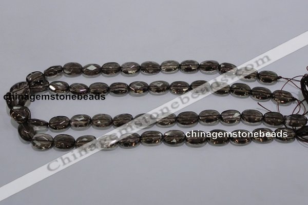 CSQ118 10*14mm facetad oval grade AA natural smoky quartz beads