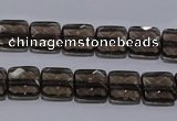 CSQ120 10*10mm facetad square grade AA natural smoky quartz beads