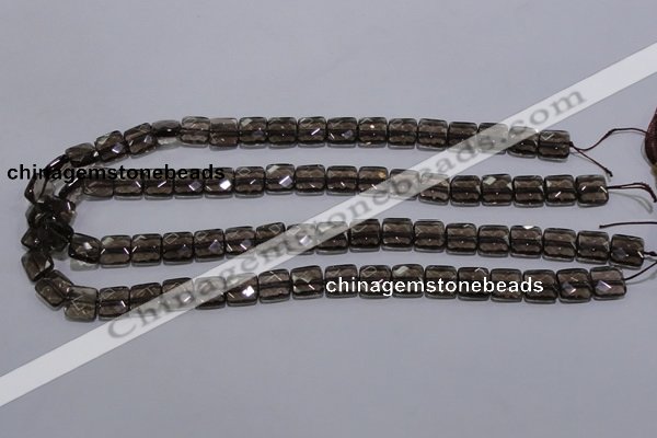 CSQ120 10*10mm facetad square grade AA natural smoky quartz beads