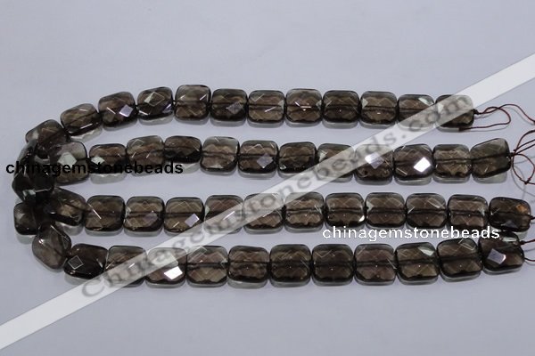 CSQ121 15*15mm facetad square grade AA natural smoky quartz beads