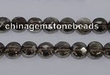 CSQ122 8mm faceted flat round grade AA natural smoky quartz beads