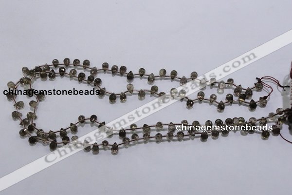 CSQ126 5*7mm top-drilled faceted teardrop grade AA smoky quartz beads