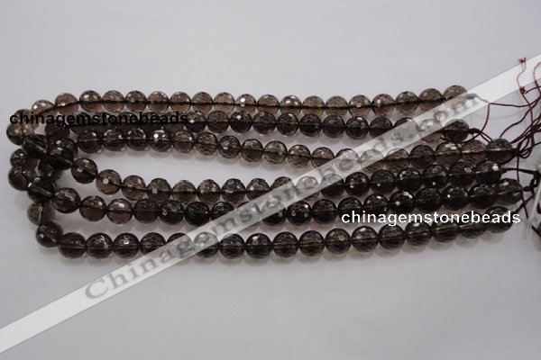 CSQ131 15.5 inches 10mm faceted round grade AA natural smoky quartz beads