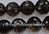 CSQ133 15.5 inches 18mm faceted round grade AA natural smoky quartz beads