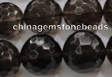 CSQ134 15.5 inches 20mm faceted round grade AA natural smoky quartz beads