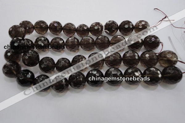 CSQ134 15.5 inches 20mm faceted round grade AA natural smoky quartz beads