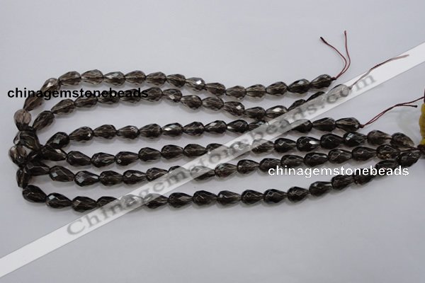 CSQ135 8*12mm faceted teardrop grade AA natural smoky quartz beads