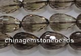 CSQ138 12*18mm faceted teardrop grade AA natural smoky quartz beads