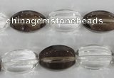 CSQ150 15.5 inches 12*18mm rice white crystal & smoky quartz beads