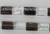 CSQ156 15.5 inches 10*14mm rectangle white crystal & smoky quartz beads