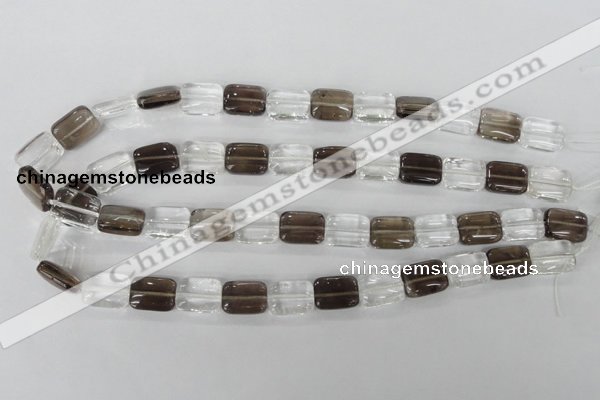CSQ157 15.5 inches 12*16mm rectangle white crystal & smoky quartz beads