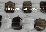 CSQ158 10-14mm*14-20mm nuggets white crystal & smoky quartz beads