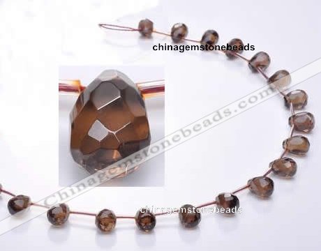 CSQ19 A grade 8*14mm faceted teardrop natural smoky quartz beads