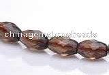 CSQ20 7*10mm faceted rice natural smoky quartz beads wholesale