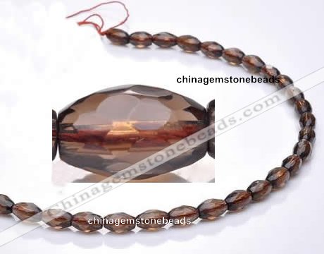 CSQ20 7*10mm faceted rice natural smoky quartz beads wholesale