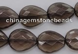 CSQ204 15*20mm faceted flat teardrop grade AA natural smoky quartz beads