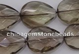 CSQ205 18*25mm faceted flat teardrop grade AA natural smoky quartz beads