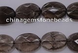 CSQ210 13*18mm faceted oval grade AA natural smoky quartz beads