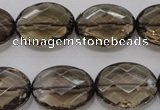 CSQ211 15*20mm faceted oval grade AA natural smoky quartz beads