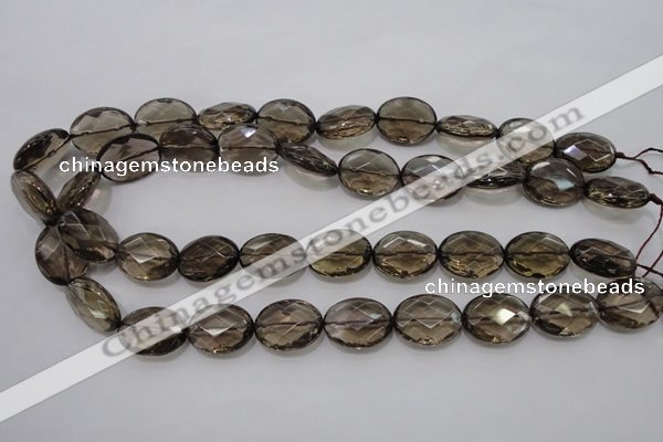 CSQ211 15*20mm faceted oval grade AA natural smoky quartz beads