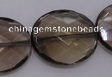 CSQ215 25*30mm faceted oval grade AA natural smoky quartz beads