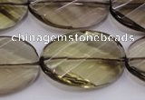 CSQ230 20*30mm faceted & twisted oval grade AA natural smoky quartz beads