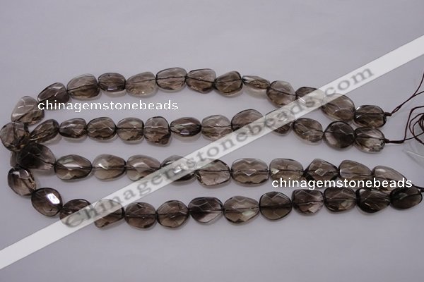 CSQ233 13*16mm faceted freeform grade AA natural smoky quartz beads