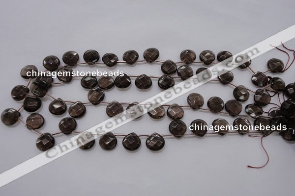 CSQ237 12*12mm faceted briolette grade AA natural smoky quartz beads