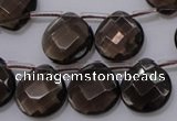 CSQ238 15*15mm faceted briolette grade AA natural smoky quartz beads