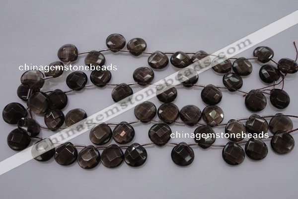 CSQ238 15*15mm faceted briolette grade AA natural smoky quartz beads