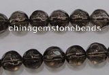 CSQ240 15.5 inches 10mm faceted round grade AA natural smoky quartz beads